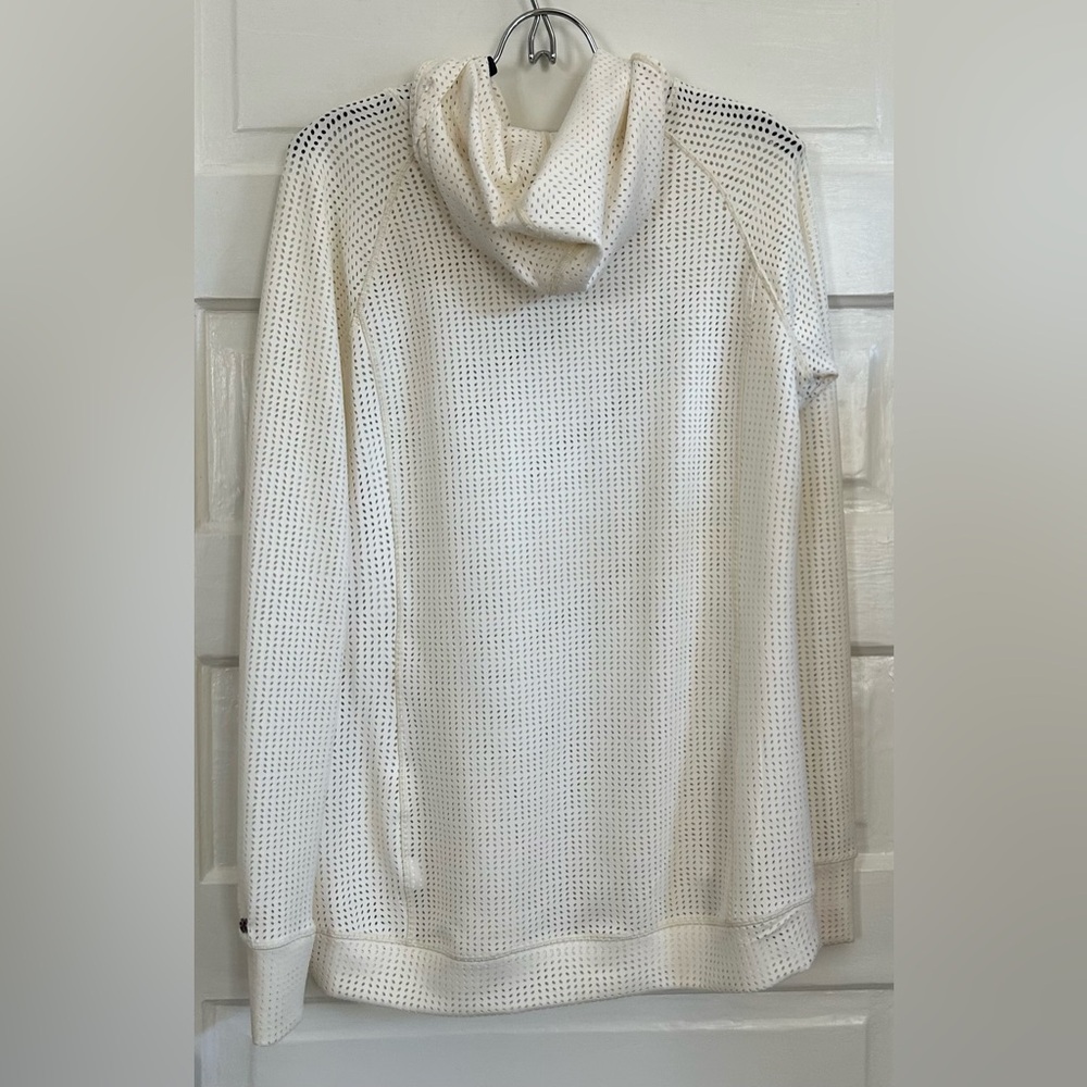 CALIA by Carrie Underwood Cream Fleuria Mesh Hooded Pullover - Picture 5 of 8